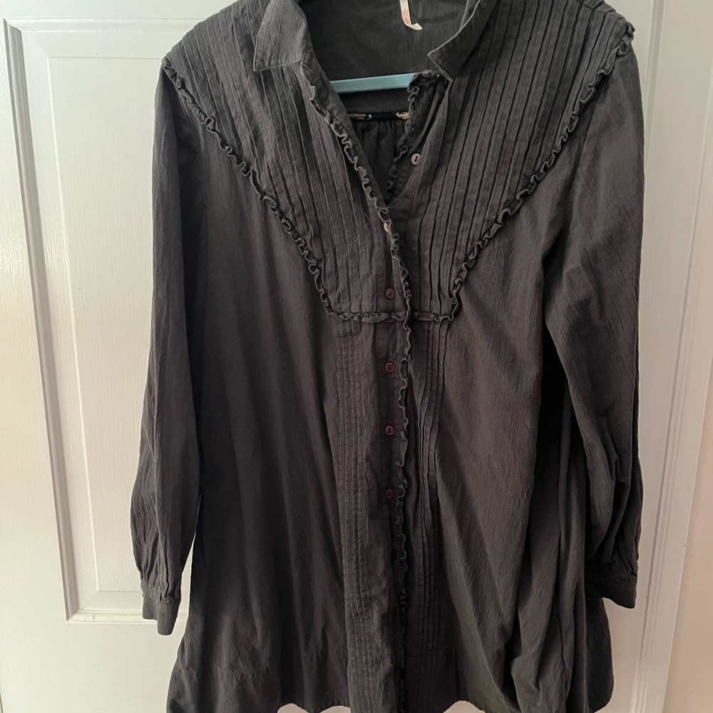 Free People Black Button Down Shirt